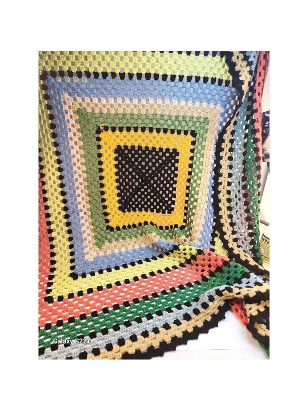 Handmade Crochet Granny Square Afghan Blanket Multicolor 56x56